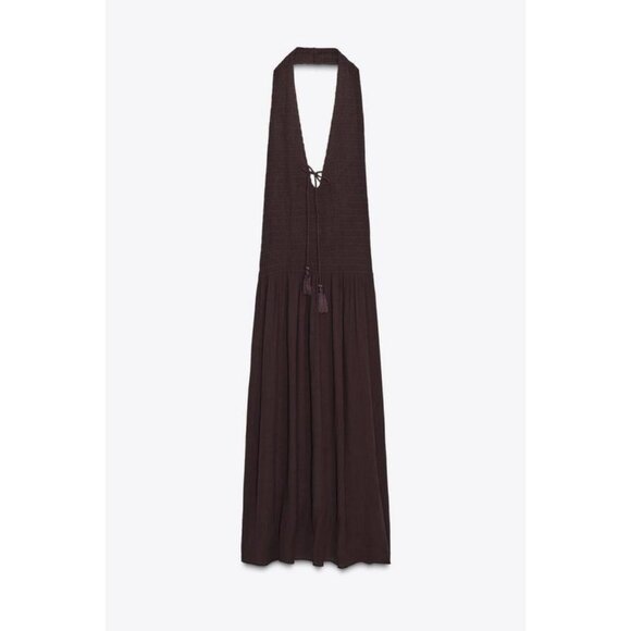 ZARA SMOCKED HALTER DRESS - Picture 1 of 10